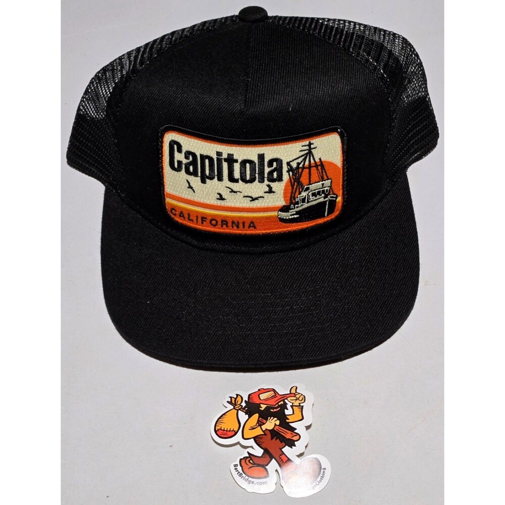 Bart Bridge Snapback Pocket Hat Black Trucker Patch Cap Capitola CA One Insert